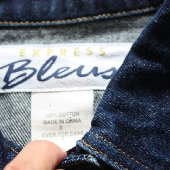 Vintage 90s Express Bleus Jacket Women's Size Small Denim Jean - Picture 4 of 4